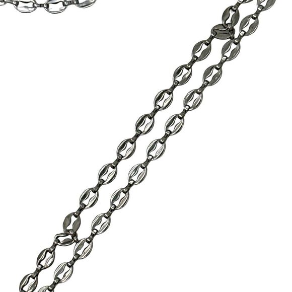 Red Glass Square Silver Tone Etched Greek? Pendant with Chain Link No clasped 26 - Picture 3 of 5